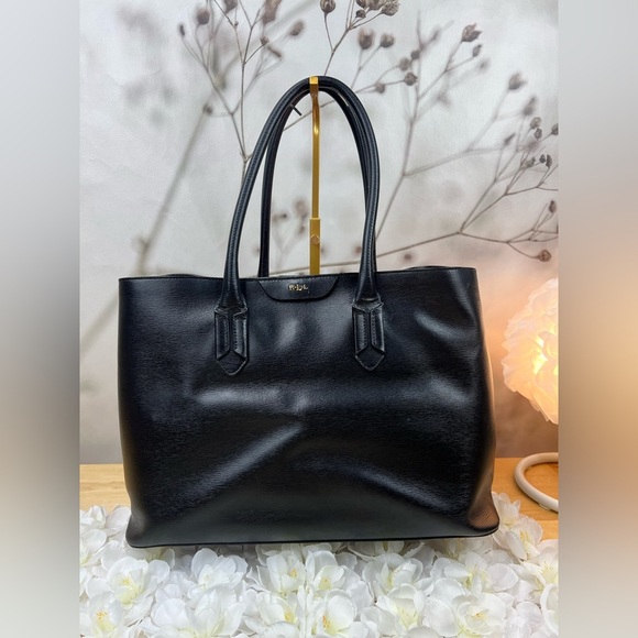 Lauren Ralph Lauren Handbags - Lauren Ralph Lauren Black Saffiano Leather Tote Bag